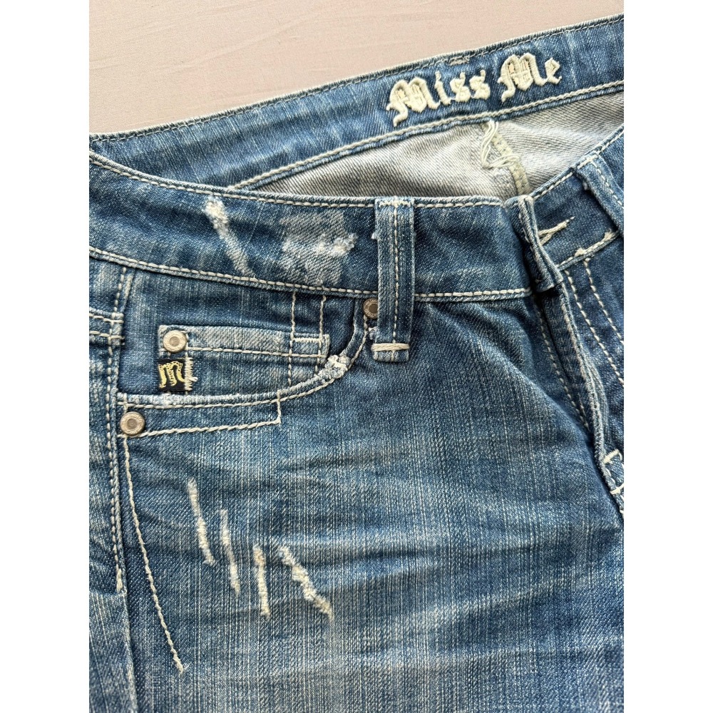 Y2K Vintage Miss Me Womens Straight Leg Distressed Jeans Md Wash Low Rise Sz 27